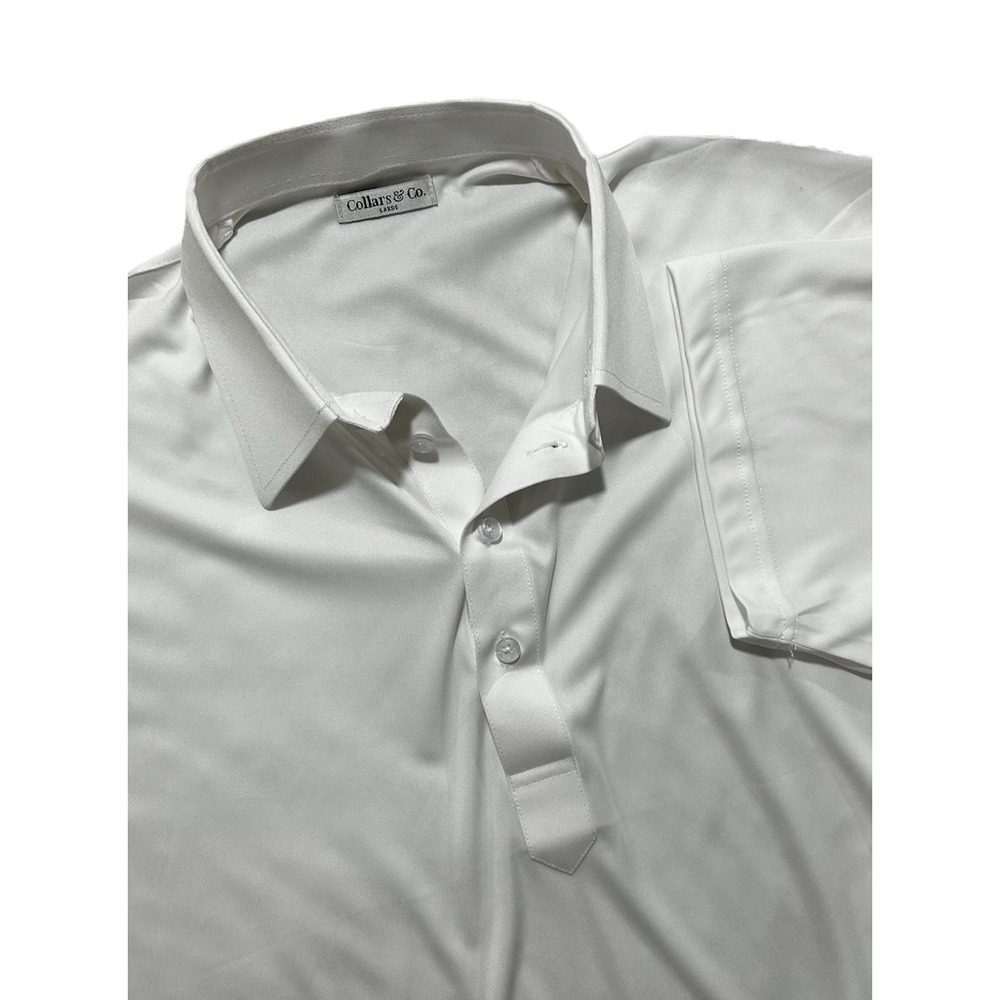 Collars & Co Polo Shirt Men's L Dress Collar Performance Preppy White Shirt